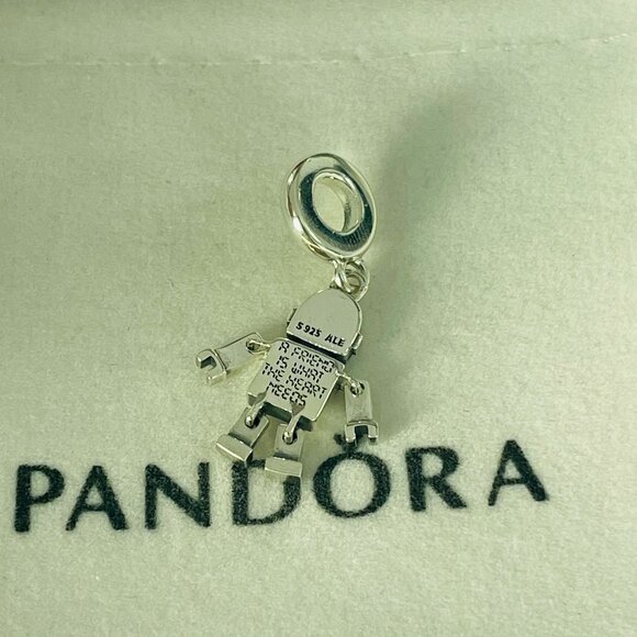 Pandora Bestie Bot Robot Dangle Charm Fits European DIY Bracelets Necklaces - Picture 3 of 4